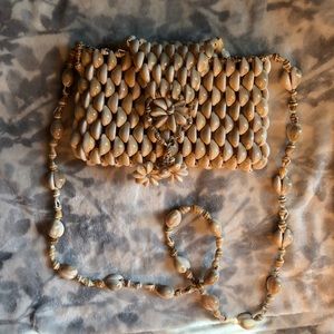 Handmade sea shell crossbody mini bag/purse